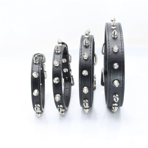 JIHUOO Hundehalsband aus PU-Leder, Nieten, modisch, verstellbar, klein, männlich, Welpenhalsband, Hundehalsband, dekoratives Haustierhalsband, Kätzchen, Geburtstag, Größe M