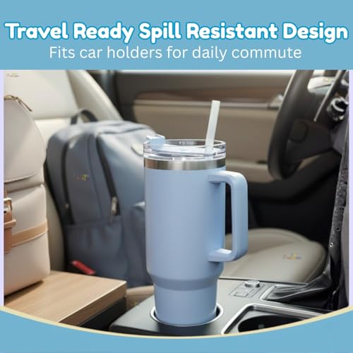 Image of Toy Imagine Stainless Steel Insulated Tumbler with Handle, Lid & Straw | Hot & Cold Large Travel Mug Water Cup for Gym, Office & Outdoor Use | Leakproof | 1200 ml(Blue)