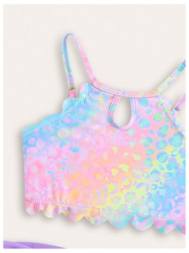 WDIRARA Toddler Girl's 3 Pieces Bikini Set Colorful Hawaiian Beach Swimsuit Bathing Suit with Cover Up Skirt3