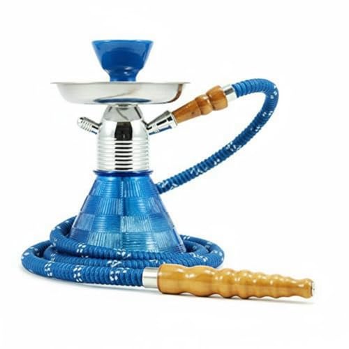 Image of AL-Sheesh Petite Glass Hookah | Designer Alumunium 9 inch Inch Glass, Iron Hookah Set For Heavy Smoke | Perfect for Party (Blue)