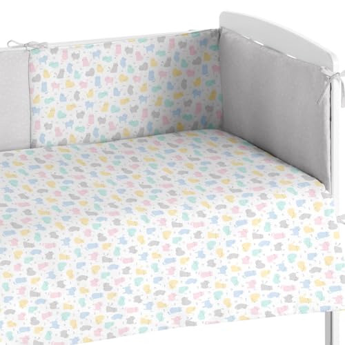 Burrito Blanco | Conjunto de Edredón y Protector para Cuna/Maxicuna de 60 cm (+ Medidas Disponibles) | Incluye Chichonera | Multi 015
