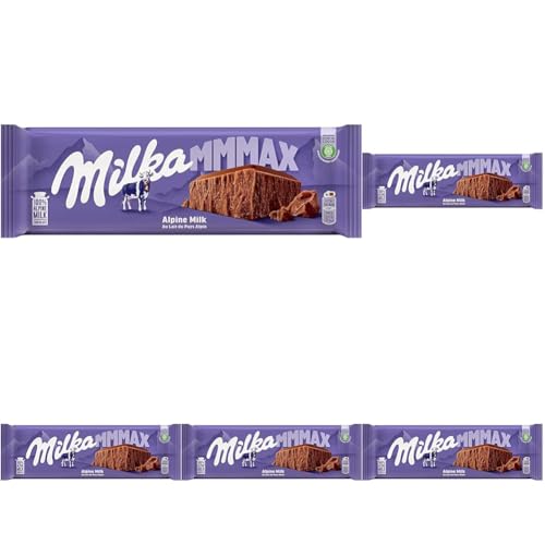 Milka MMMAX Tableta Grande de Chocolate con Leche de los Alpes 270g (Paquete de 5)