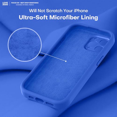 Image of LOVE 3000 Designed for iPhone 15 Pro Case, Premium Silicone with [Soft Anti-Scratch Microfiber Lining] Shockproof Protective Phone Case for Men Women Girls 6.1 inch, Klein Blue