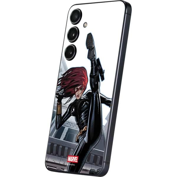 Skinit Decal Phone Skin Compatible with Galaxy S24 Plus - Officially Licensed Marvel Black Widow High Kick Design