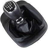 M MODECAR - Kompatibel mit Skoda Octavia I 1996- Schalthebel SCHWARZES LEDER + Manschette mit Rahmen 5 GÄNGE für 1U0711141A,