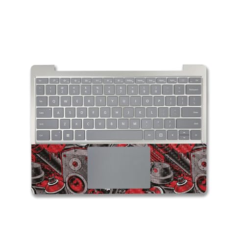 Image of MightySkins Carbon Fiber Skin Compatible with Microsoft Surface Laptop Go 3 (2023) Full Wrap Kit - Red Hip Hop | Protective, Durable Textured Carbon Fiber Finish | Made in The USA