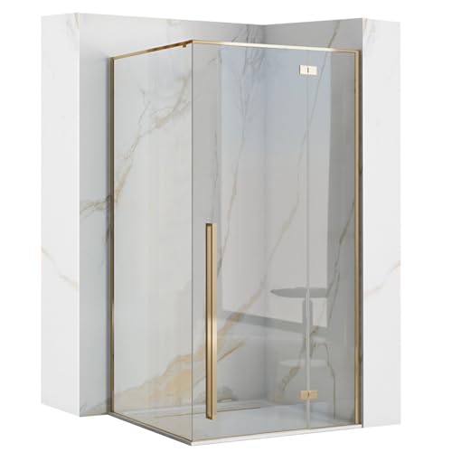 Rea Box doccia Fargo 80x100 Gold Cabina Doccia con piatto doccia Savoy black Vetro di sicurezza temperato Transparentne 6mm (d'oro)