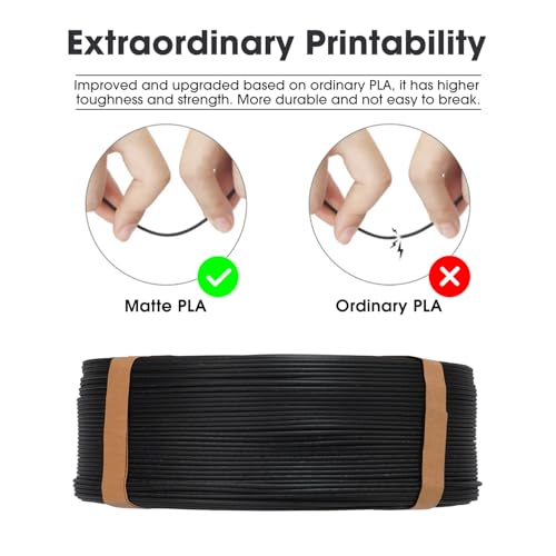 Image of eSUN Matte PLA Refilament 1.75mm, Matte 3D Printer Refill PLA Filament, 1KG Spoolless 3D Printing Filament for 3D Printers, Deep Black