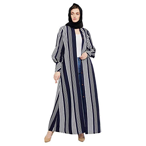 Nabia Striped Crepe Fabric Front Open 