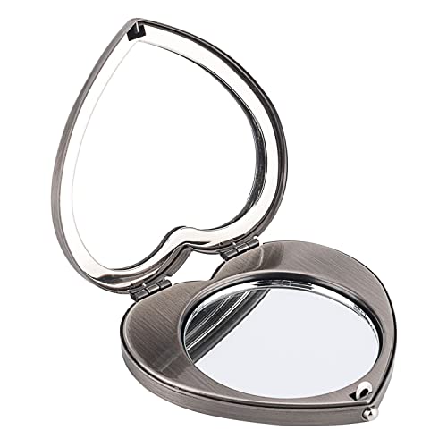 Espejo de Maquillaje Vintage en Forma de Corazón Metálico