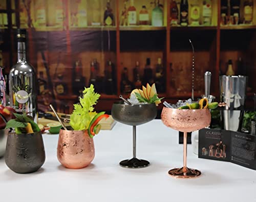 SKY FISH Boston Cocktail Shaker Set, Etching Bartender Kit, 7-piece Professional Bar Tools in Gift Box, Handwash, (Black)