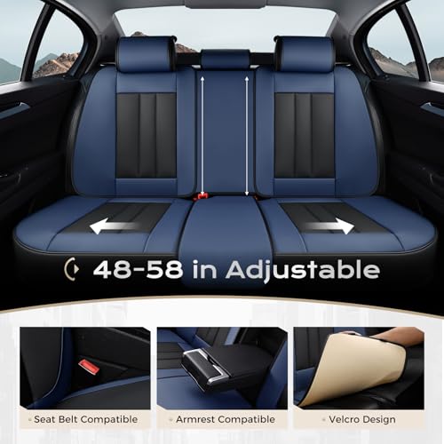 Image of Coverado Nappa Leather Car Seat Covers Full Set, Luxury Waterproof Seat Protectors, Airbag Compatible Anti‑Slip Auto Seat Covers, Universal Fit for Most Cars SUVs Trucks Pickup Vehicles