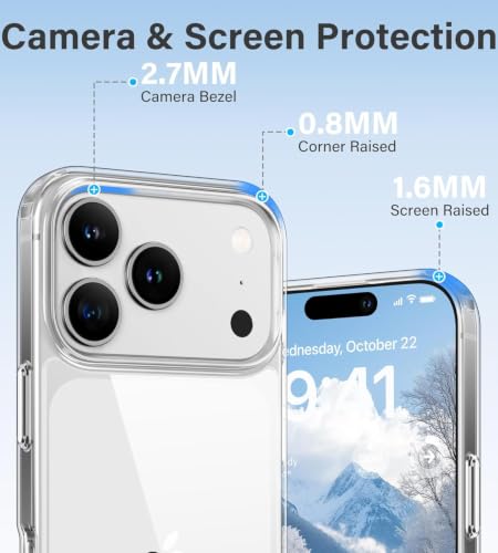 Image of ClearPC Clear Hard PC Case for Apple iPhone 17 Pro Max, Anti-Yellow Transparent Back Cover, Anti-Scratch, Raised Camera Protection Shockproof Wireless Charging Compatible NonYellowing (Clear)