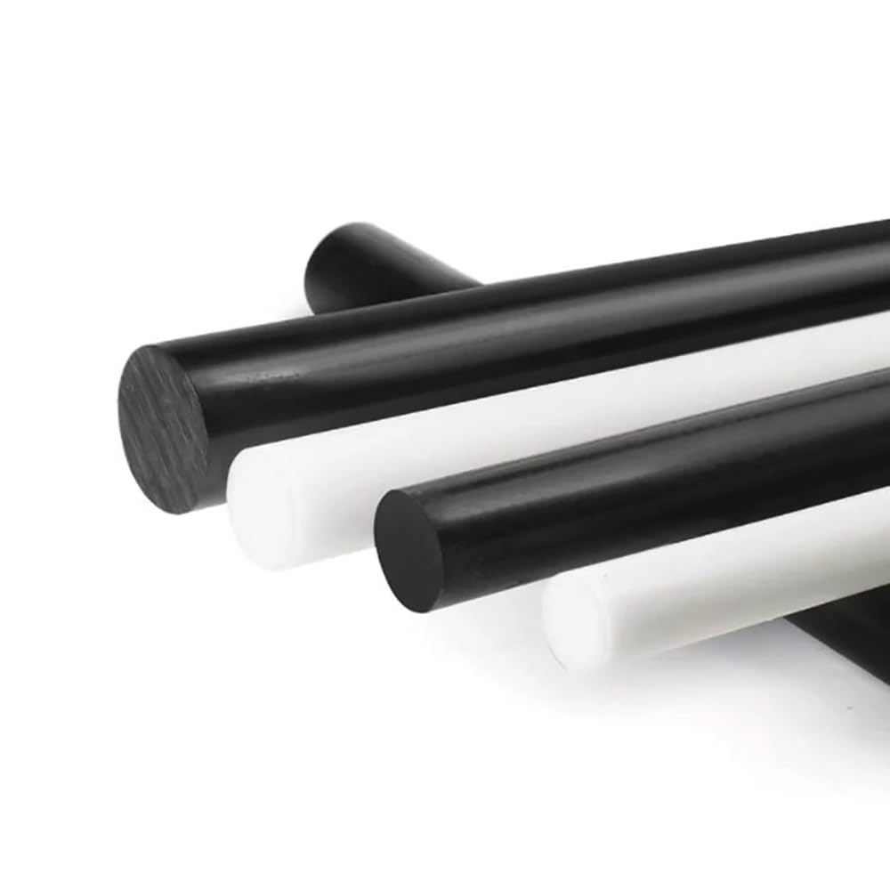 YINUK Black White POM Rods, Length 500mm, Diameter 3-50mm POM Rods Abrasion Resistant Solid Plastic Rods Polyacetal Rods Processing Material, 2pcs(White,20x500mm)