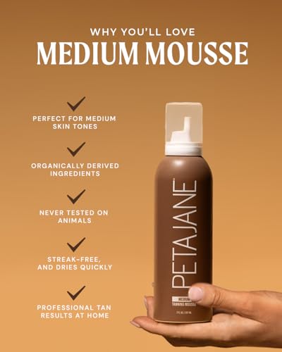 medium tanning mousse 7oz - made in the usa - streak-free fast-absorbing lightweight vegan sunless tanner for all skin types