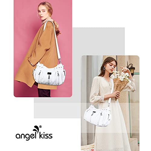 Angelkiss Large Purses and Handbags for Women Washed Faux Leather Crossbody Hobo Satchel Shoulder Handbag Tote Purse2