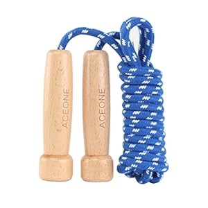 Skipping Rope Adult, Traditional Wooden Handle Jump Rope, Adjustable Rope Jumping Exercise for Men, Women and kids Home Fitness – 300CM/9.8FT