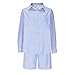 Women's 2 Piece Outfits Dressy Striped Long Sleeve Button Down Lapel Shirt & High Waisted Shorts Summer Office Sets Fashion Blue