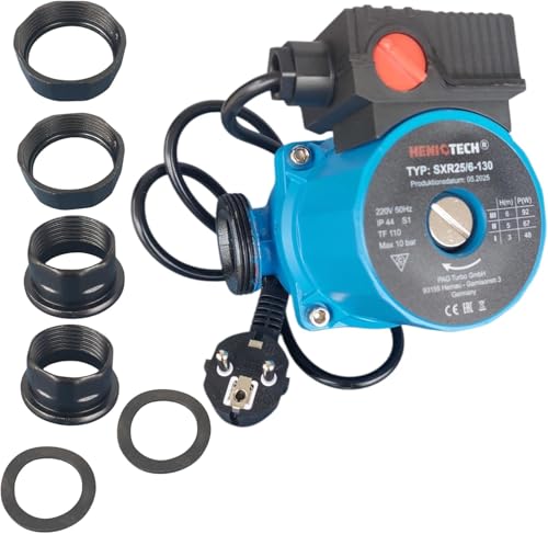 PAG Turbo GmbH® - Heizungspumpe mit 3-Stufen Drehzahlschaltung 25-40/180, 25-60/180 mit Verschraubungen (PAG-SXR 25-40/180)