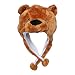 Bigood Chapeau en Peluche 2 en 1 Echarpe Bonnet Animal Oreilles Cosplay Déguisement Enfant Adulte Chaud Hiver Ours Marron
