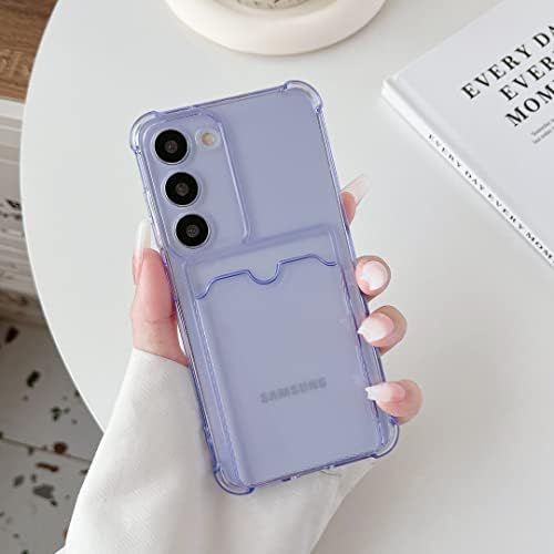 DEFBSC Case for Samsung Galaxy S23 Ultra, Transparent Back Card Holder Phone Case, Ultra Slim Soft TPU Shockproof Clear Case with Card Slot for Back of Phone - Black