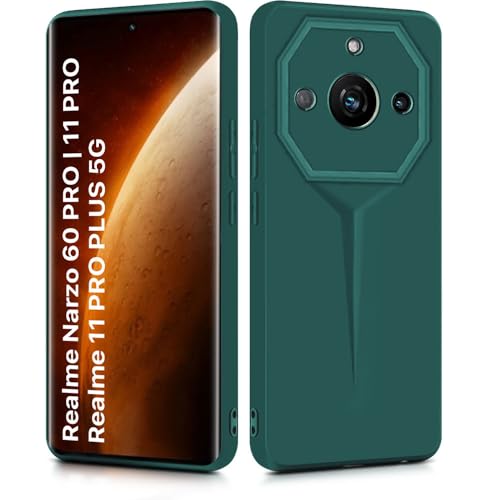 Image of WOW IMAGINE Back Cover for Realme Narzo 60 PRO | 11 PRO | 11 PRO Plus 5G | Blade Series Ultra Thin Case with Lightweight Design | Camera Protection | Soft Matte Silicone Flexible Mobile Case - Green