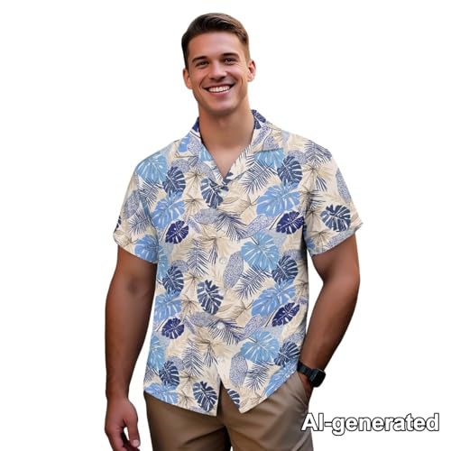 Image of Hawaii Matching Couple Outfits Husband and Wife Clothing Fashionable Mens Casual Shirts Hawaii Dress with Soft Fabric