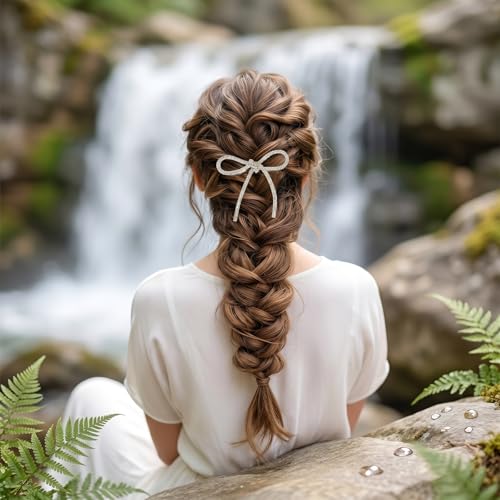 Pinzas para cabello con lazo de pedrería, 2 piezas miniatura 4