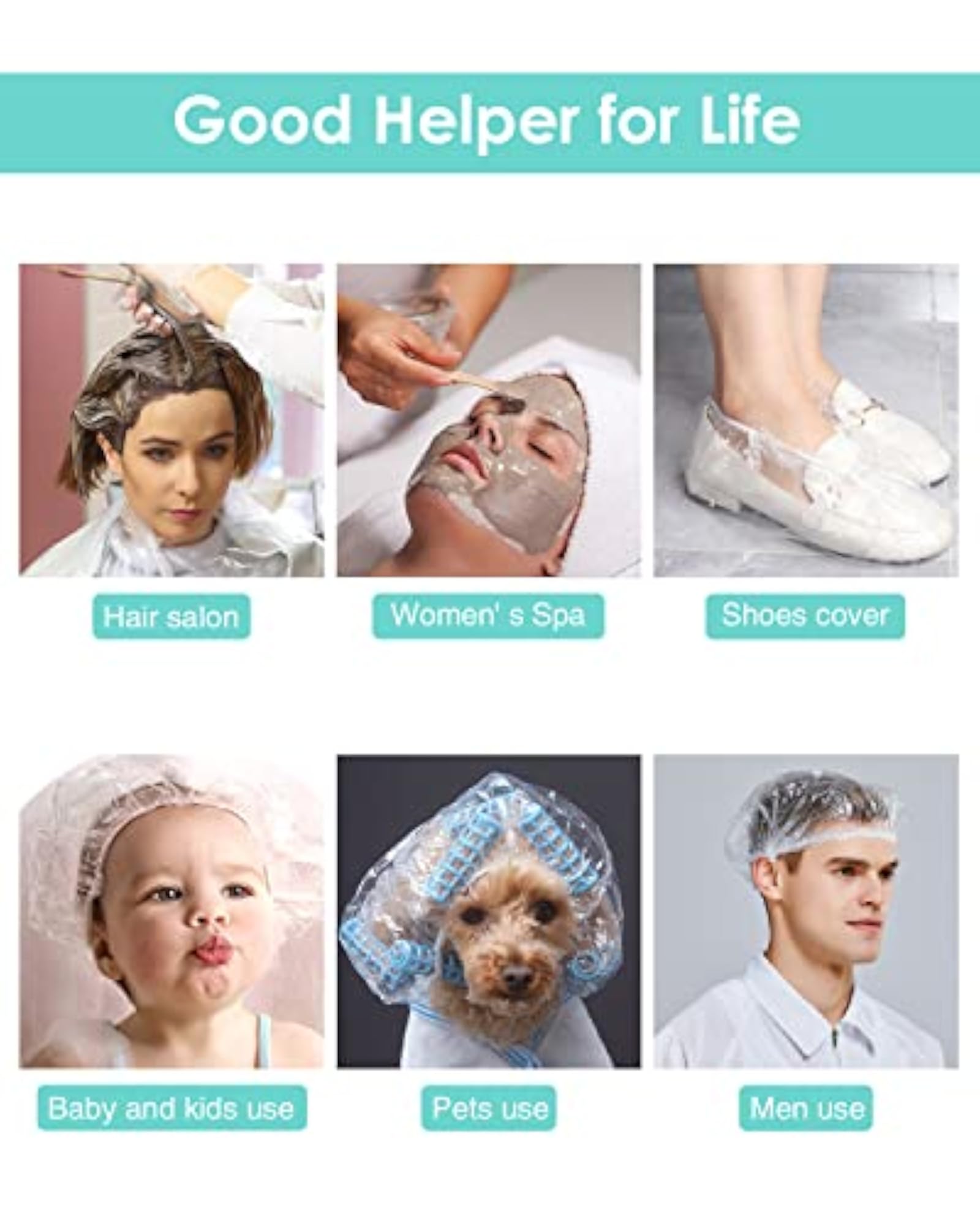 Disposable Shower Caps for Women & Men, Waterproof