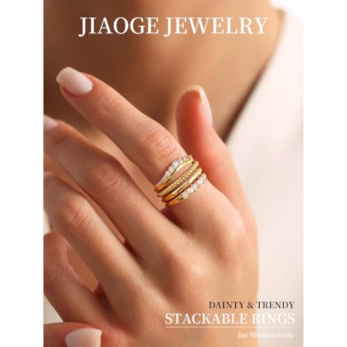 JIAOGE Gold Stackable Rings --4~5 Pcs - image 2