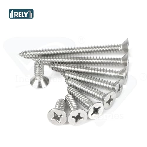 Image of Rely⇒VP INDUSTRIES (Pcs-50) No.6x16 mm CSK Phillips Head Self-Tapping Screw - Stainless Steel, Star Slot, Philips Drive for Wood, Plywood & Plasterboards