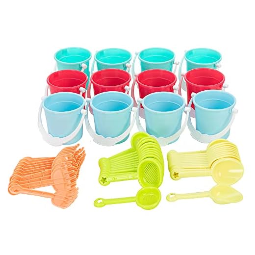JOYIN Beach Sand Bucket and Shovel Set (12 Sets) for Kids Party Favor |3" Mini Beach and Sand Toys | Use for Sand Molds at The Sandbox