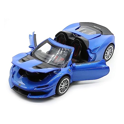 Image of 1:32 Diecast Ferrari J50 Alloy Metal Pull Back Die-Cast Car Scale Model Pullback with Sound Light Mini Auto Toy car for Kids Best Gifts Toys for Kids Boys(Blue)