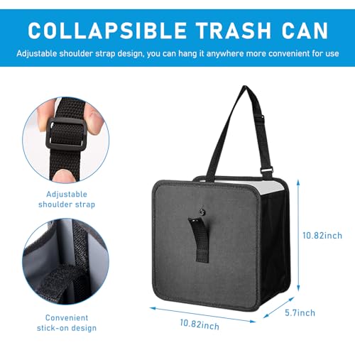Image of Foldable Car Trash Can, Waterproof Large Capacity Automotive Hanging Trash Bin, Leakproof Auto Garbage Bag Storage Container for All Vehicles, Interior Car Accessories (Large)