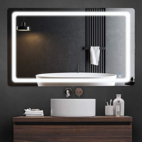 LyteSho LED Bathroom Mirror for Wall - 40x24 inch Anti Fog Bathroom Mirror for Vanity - Lighted Bathroom Vanity Mirror with 3 Light Settings - Makeup Mirror with Lights Fog Free Frameless Smart Mirror