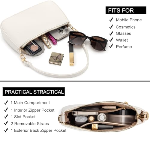 Image of Shoulder Bag for Women Retro Vegan Leather Classic Clutch Tote HandBags Purses with Zipper Closure