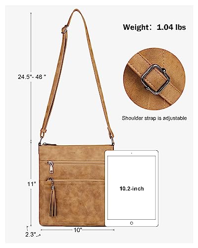 Image of MASINTOR Crossbody Purses for Women, Multi Pocket Casual Crossbody Bag, Adjustable Strap Shoulder Bag with Tassel