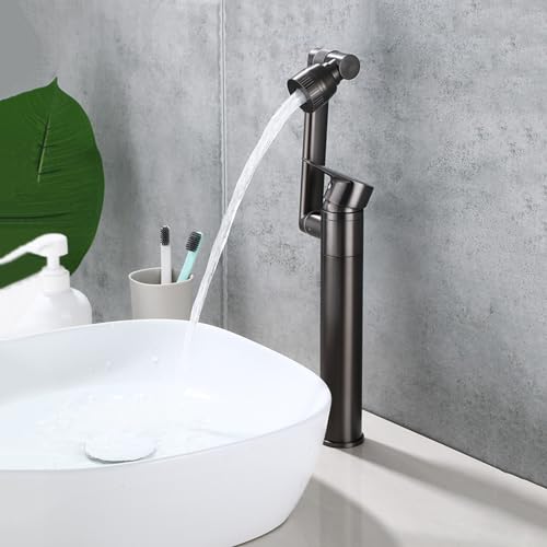 Robinet de lavabo haut gris contre les éclaboussures pivotant 1080°