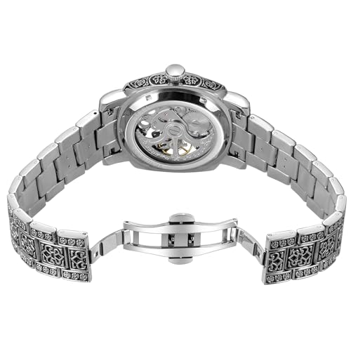Montre automatique pour homme squelette vintage en acier inoxydable
