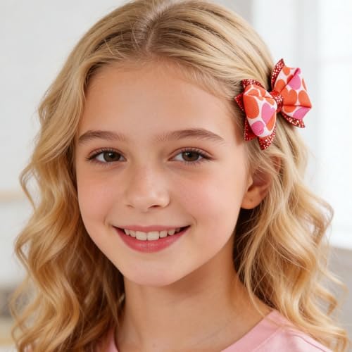 Pinza para cabello con moño y brillo rojo miniatura 3