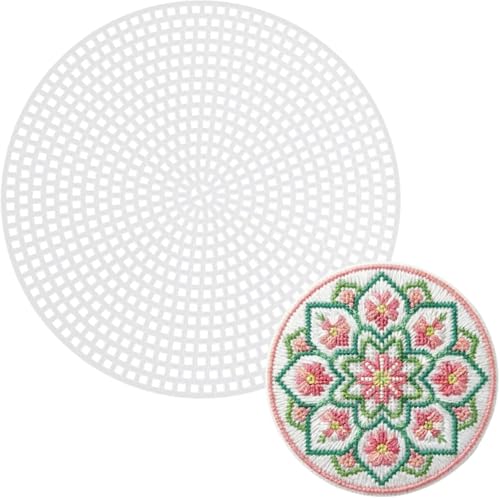 Image of Milisten Round Plastic Canvas Mesh Sheet 5.78 in Cuttable DIY Cross Stitch Grid Board 20 Pack Mesh Liner for Wreath Bag Bottom Liner Embroidery Craft Projects