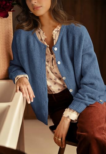 Image of PRETTYGARDEN Long Sleeve Crewneck Button Down Womens Sweaters Fall Open Front Chunky Cardigan Sweaters for Women 2026