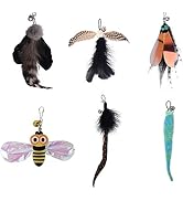 6 Katzen Feder Spielzeug - Ersatzfedern Mit Glöckchen Für Angelruten & Spielstäbe