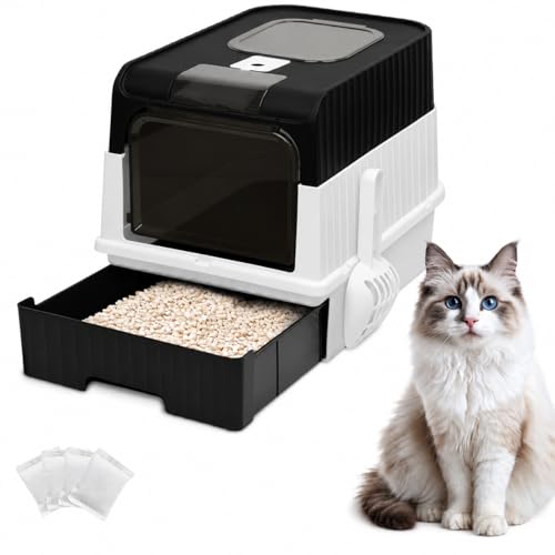 Arenero cerrado plegable para gatos, color negro miniatura 1