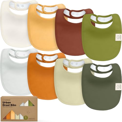 Image of 8-Pack Organic Baby Bibs for Boys, Girls - Soft Cotton Drooling and Teething Bibs for Baby Girl & Boy, Extra Absorbent, Easy to Clean & Put On for Toddler, Newborn, Infant 0-24 Months (Sahara)