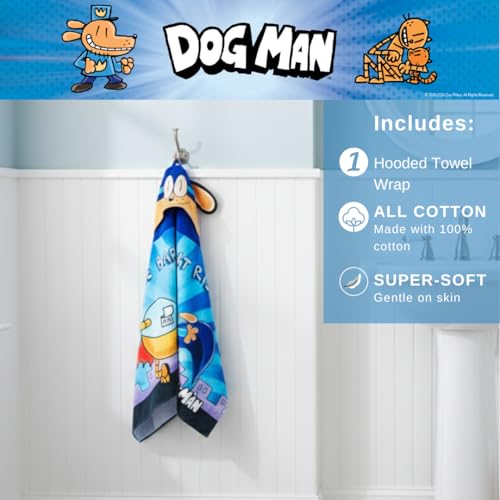 Image of Dog Man Supa Comic Kids Super Soft Bath /Pool /Beach Soft Cotton Terry Hooded Towel Wrap, 24 in x 50 in, (Officially Licensed Product) by Franco