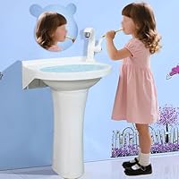 Kleinkind-Spüle aus Kunststoff, kleines Badezimmer-Waschbecken-Set, Waschtraining, 39,9 x 27,9 x 53,3 cm, ohne Bohren, selbstklebend, mit Wasserhahnloch für WC, Raumsäule, Waschbecken (weiß)
