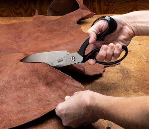 Crescent Wiss 12" Wide Blade Bent Handle Industrial Shears - Professional Heavy Duty Utility Scissors Tool for Sewing Fabric, Upholstery, Carpet & Drapery - W22W