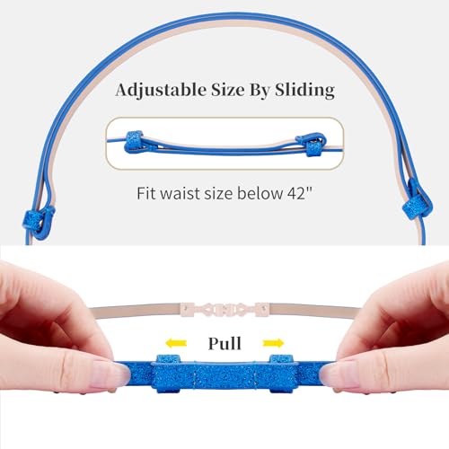 TINIDI Women Thin Belt Leather Belt Leather Skinny Bling Belt Thin Waist Belts for Dresses up to 42 Inch with Pearl Buckle4