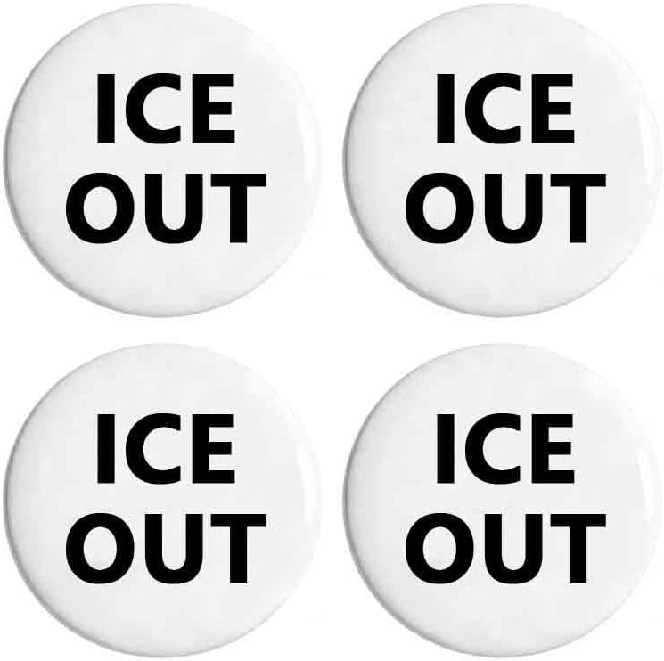 4 Pack ICE Out Pins And Button,Anti ICE Circle Badges Round Chest Pins Brooch Decor